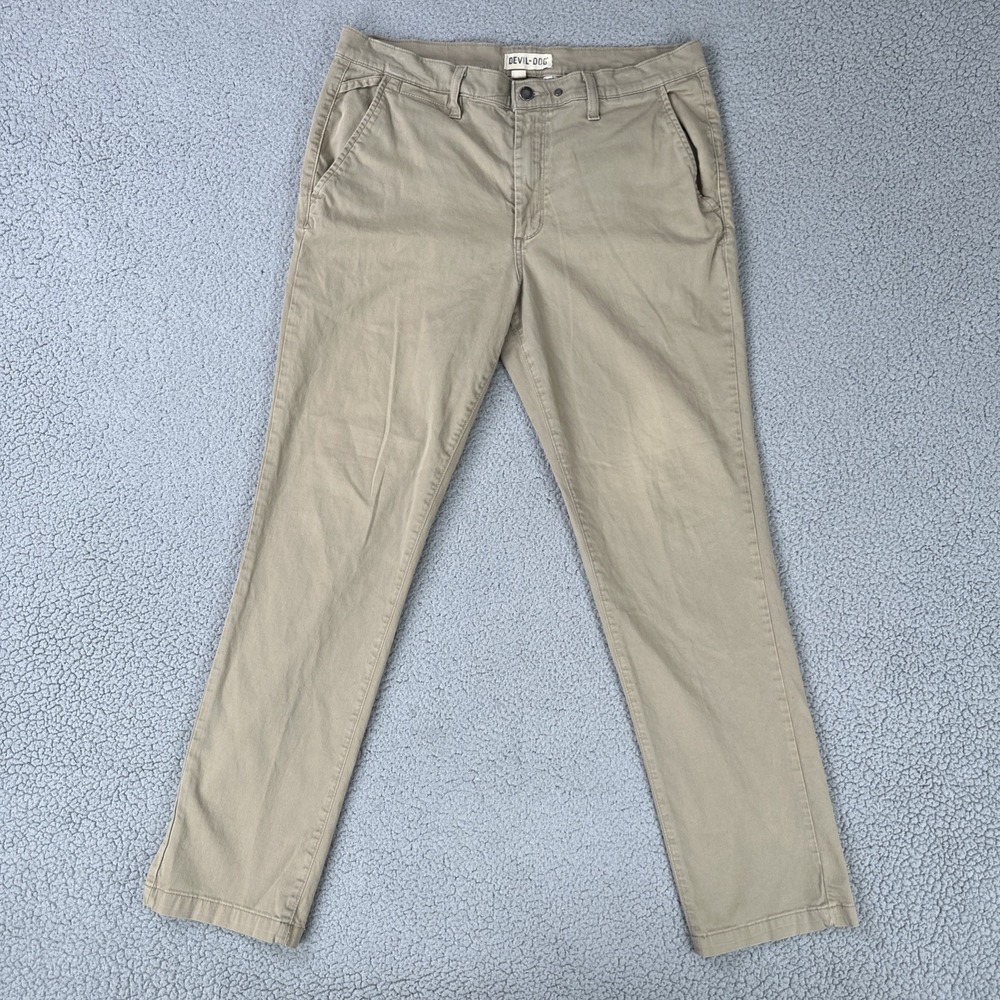 Devil-Dog Chino Pants Men 34x32 Rugged Tan Performance Slim Performance Stretch